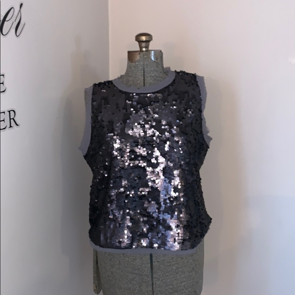 NWOT Who What Wear sequined dressy tank a/ piping